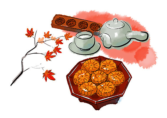 PSD 전통 일러스트 캘리그라피 단풍나무 붓터치 쟁반 사람없음 추석 가을 다도 찻주전자 번짐 약과 떡틀 전통다과 국내일러스트 나무 계절 명절 단풍 주전자 전통음식 예절 다과 파일형식 효과