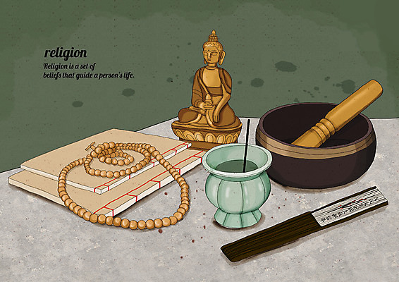 PSD 종교 불교 일러스트 종교용품 사람없음 사발 불상 향 염주 전통부채 불경 향로_분향 국내일러스트 부채 사기그릇 불교용품 파일형식