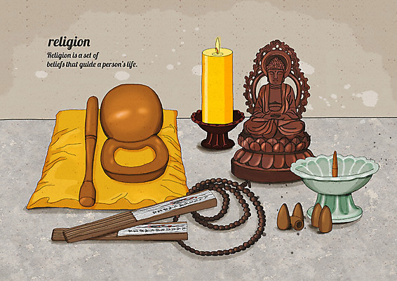 PSD 종교 불교 일러스트 촛불 종교용품 방석 사람없음 불상 촛대 염주 목탁 전통부채 국내일러스트 초 부채 불교용품 파일형식