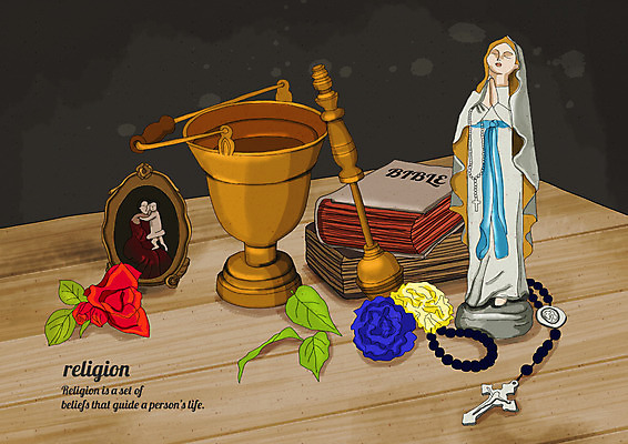 PSD 꽃 종교 액자 일러스트 종교용품 나뭇잎 사람없음 성경 천주교 두권 묵주 성물 성모마리아상 국내일러스트 식물 잎 2 천주교용품 파일형식