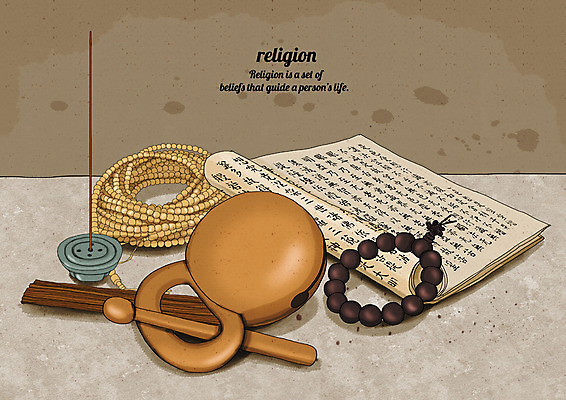 PSD 종교 불교 일러스트 종교용품 사람없음 향 염주 목탁 불경 국내일러스트 불교용품 파일형식