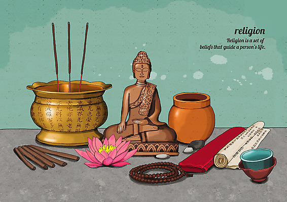 PSD 종교 불교 일러스트 종교용품 연꽃 사람없음 항아리 불상 향 염주 불경 향로_분향 국내일러스트 꽃 도자기 불교용품 파일형식