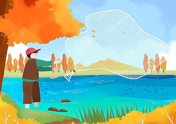 PSD 나무 남자 여러마리 일러스트 낚시 산 어류 한명 서기 사람 초원 상반신 성인 취미 강 가을 그물 던지기 국내일러스트 식물 1 계절 다수 모션 레저 수중동물 파일형식