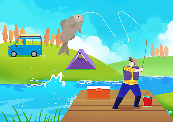 전신 PSD 나무 한마리 남자 일러스트 자동차 낚시 텐트 어류 한명 사람 성인 취미 강 당기기 낚싯대 양동이 언덕 아이스박스 국내일러스트 식물 1 육상교통 모션 레저 캠핑도구 수중동물 낚시용품 파일형식