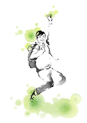 PSD 남자 남학생 일러스트 캘리그라피 청소년 붓터치 책가방 한명 미소 웃음 사람 손들기 점프 파이팅 주먹 활발 잡기 즐거움 번짐 힘찬 국내일러스트 1 학생 감정 컨셉 가방 모션 표정 파일형식 효과