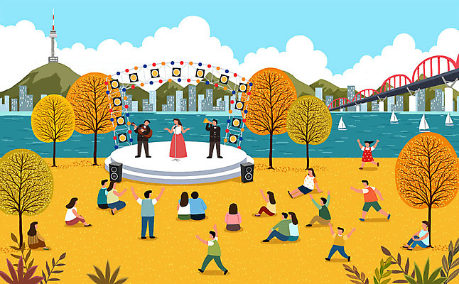 전신 PSD 구름 커플 여자 남자 일러스트 단풍나무 산 사람 앉기 빌딩 여러명 성인 스피커 공연 기쁨 가수 무대 가을 기타 도시 나팔 즐거움 한강 관람 남산타워 한강공원 가을축제 국내일러스트 자연요소 나무 계절 공원 감정 악기 음향기기 다수 단풍 관계 모션 현악기 서울 이벤트 건물 축제 음악가 남산 랜드마크 파일형식 가을_계절