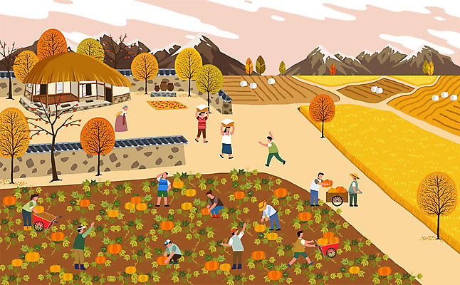 전신 PSD 여자 노년 남자 할머니 밭 일러스트 단풍나무 산 논 초가집 들기 사람 여러명 성인 농작물 바구니 가을풍경 농사 수레 수확 가을 농촌 시골 항아리 늙은호박 가을축제 곤포사일리지 국내일러스트 나무 계절 다수 단풍 농업 모션 호박 한옥 풍경 축제 카트 도자기 파일형식 가을_계절