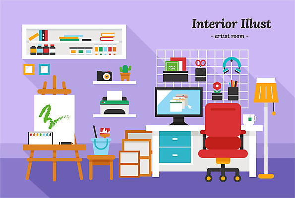 화분 액자 의자 일러스트 전등 선반 액자틀 사람없음 책 인테리어 연필 카메라 모니터 헤드셋 물감 머그컵 붓 팔레트 인쇄기 양동이 책상 이젤 화실 연필꽂이 도화지 가위질 국내일러스트 AI파일 디자인 종이 음향기기 가구 문구용품 학용품 조명 가위_도구 틀 컵 전자제품 컴퓨터 필기구 헤드폰 미술도구 미술실 파일형식 벡터