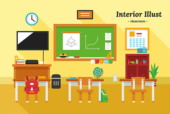 화분 의자 일러스트 교실 그래프 책장 책가방 사람없음 책 인테리어 연필 지구본 텔레비전 칠판 쓰레기통 메모지 카세트테이프 수학 시간표 커피잔 책상 벽시계 국내일러스트 AI파일 디자인 교육 커피 시계 가구 가방 교과목 학교 학용품 잔 전자제품 필기구 사무용품 계획 파일형식 벡터