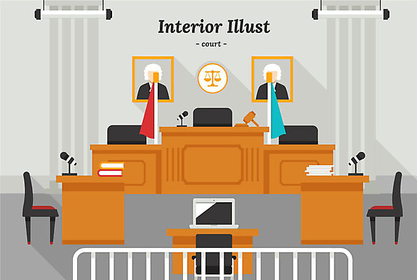 액자 의자 일러스트 전등 사람없음 책 인테리어 쌓기 모니터 깃발 판사복 책상 마이크 검사_조사 문서 의사봉 법관 법원 변호사 법정 피고 국내일러스트 AI파일 직업 디자인 음향기기 가구 모션 조명 컴퓨터 가운 법률가 재판 파일형식 벡터