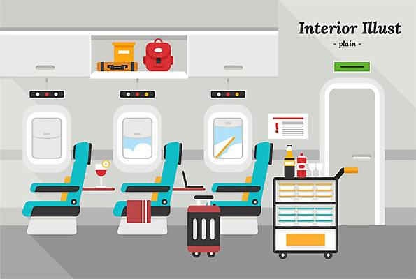 음료 와인잔 일러스트 창문 전등 선반 비행기 사람없음 인테리어 상자 수건 캐리어 카트 주스 백팩 기내식 비행기내부 좌석벨트 국내일러스트 AI파일 디자인 음식 가구 술잔 가방 항공교통 조명 대중교통 내부 위생용품 여행가방 파일형식 벡터