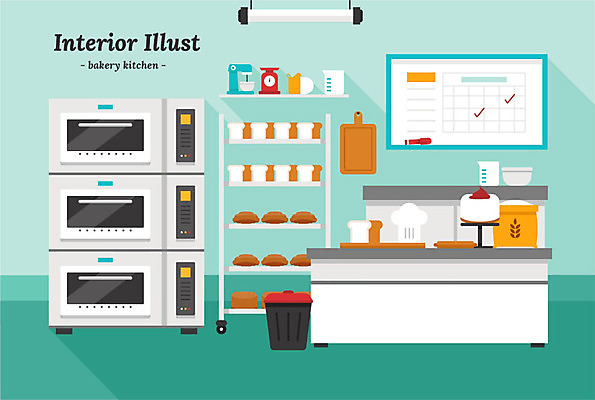 그릇 일러스트 전등 선반 도마 저울 사람없음 인테리어 케이크 상점 주방 빵집 쓰레기통 오븐 식빵 싱크대 화이트보드 밀가루 스케쥴러 계량컵 모카빵 반죽기 반죽밀대 국내일러스트 AI파일 식기 디자인 빵 가구 주방용품 디저트 조명 컵 가전제품 가루 개수대 밀대 계량 파일형식 벡터
