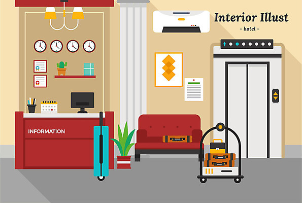 화분 액자 일러스트 호텔 전등 선반 사람없음 인테리어 컴퓨터 소파 캐리어 여러개 카트 달력 엘리베이터 프런트 에어컨 상패 책상 벽시계 연필꽂이 국내일러스트 AI파일 디자인 시계 가구 다수 의자 숙소 문구용품 조명 전자제품 여행가방 가전제품 상_우승 파일형식 벡터