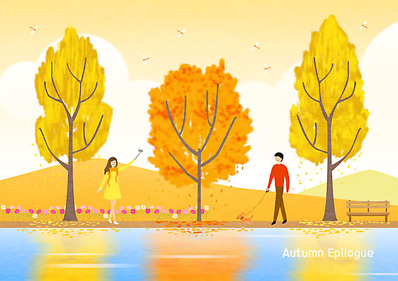 전신 PSD 한마리 커플 공원 여자 남자 호수 벤치 여러마리 일러스트 단풍나무 서기 미소 사람 성인 두명 강 가을풍경 산책 가을 강아지 잠자리 셀프카메라 언덕 코스모스 목줄 셀카봉 국내일러스트 나무 1 계절 공공시설 꽃 다수 곤충 단풍 의자 관계 모션 휴식 표정 풍경 반려동물 사진촬영 개 파일형식 가을_계절 반려용품