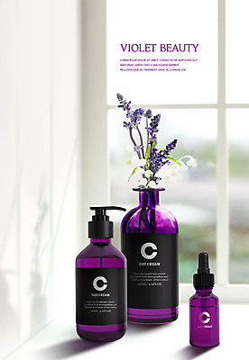 PSD 편집이미지 꽃 창문 사람없음 뷰티 3D 꽃병 보라색 화장품 창가 라벤더 목업 울트라바이올렛 이미지편집 편집3D 식물 컬러 허브 디지털합성 파일형식 트랜드컬러
