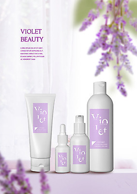 PSD 편집이미지 꽃 사람없음 뷰티 3D 보라색 화장품 커튼 라벤더 목업 울트라바이올렛 이미지편집 편집3D 식물 컬러 허브 디지털합성 파일형식 트랜드컬러