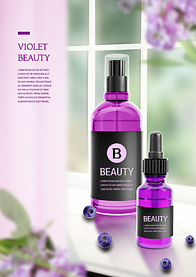 PSD 편집이미지 꽃 창문 사람없음 뷰티 3D 보라색 화장품 창가 블루베리 목업 울트라바이올렛 이미지편집 편집3D 식물 컬러 과일 디지털합성 파일형식 트랜드컬러