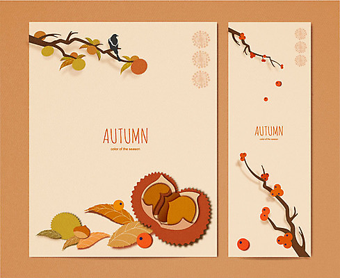 한마리 배너 낙엽 일러스트 사각프레임 프레임 감 사람없음 가을 나뭇가지 페이퍼아트 떨어짐 밤 밤송이 감나무 까치 밤나무 단감 국내일러스트 AI파일 나무 1 계절 컨셉 잎 과일 조류 사각형 견과류 밤_견과류 파일형식 벡터