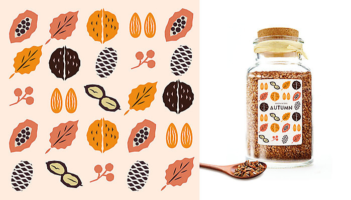편집이미지 낙엽 패턴 과일 유리병 나뭇잎 곡류 씨앗 사람없음 숟가락 가을 포장지 땅콩 호두 솔방울 아몬드 산열매 목업 이미지편집 AI파일 식물 계절 열매 잎 무늬 포장 병_용기 수저 견과류 파일형식 벡터