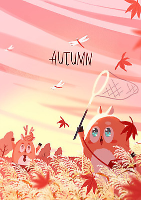 PSD 나무 캐릭터 단풍 여러마리 일러스트 사슴 의인화 갈대 초원 사람없음 가을풍경 가을 잠자리 수집 즐거움 갈대밭 사슴캐릭터 채집망 흩날리기 국내일러스트 일러캐릭터 식물 계절 감정 동물캐릭터 다수 곤충 잎 포유류 모션 풍경 파일형식 가을_계절 갈대_식물