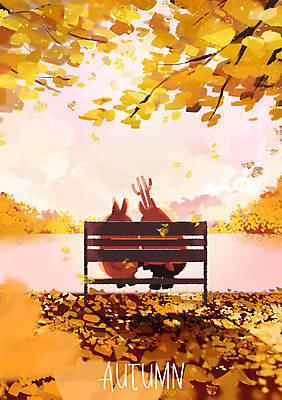 PSD 캐릭터 응시 호수 여유 단풍 낙엽 두마리 벤치 일러스트 단풍나무 사슴 의인화 앉기 초원 사람없음 가을풍경 가을 은행잎 은행나무 사슴캐릭터 국내일러스트 일러캐릭터 나무 시선 계절 감정 동물캐릭터 잎 2 의자 포유류 모션 풍경 파일형식 가을_계절