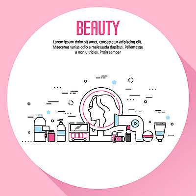 일러스트 사람없음 뷰티 거울 립스틱 미용용품 플랫 드라이어 얼굴모양 매니큐어 스킨 헤어롤 로션 아이섀도 클렌징폼 국내일러스트 AI파일 모양 얼굴 화장품 오브젝트 세안용품 파일형식 벡터