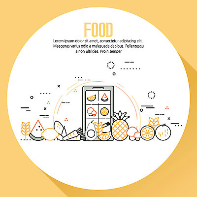 오렌지 과일 일러스트 수박 옥수수 사람없음 스마트폰 스크린 버섯 당근 벼 배 플랫 레몬 파인애플 보리 아보카도 국내일러스트 AI파일 곡류 뿌리채소 핸드폰 스마트기기 열대과일 파일형식 벡터