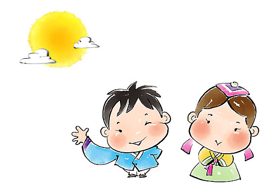 전신 PSD 여자 명절 남자 어린이 일러스트 캘리그라피 붓터치 미소 사람 두명 손들기 추석 보름달 인사 한복 즐거움 번짐 어린이만 국내일러스트 한국전통 전통 기념일 감정 모션 표정 달 예절 전통의상 파일형식 효과