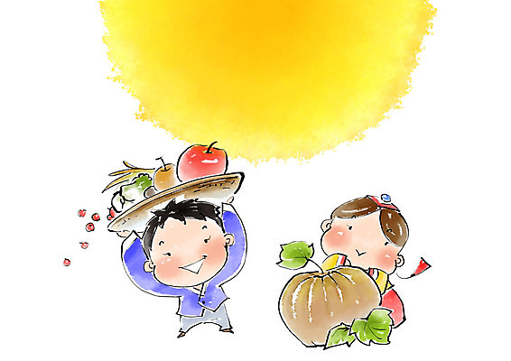 전신 PSD 여자 명절 남자 어린이 일러스트 캘리그라피 호박 붓터치 미소 들기 사람 두명 농작물 바구니 추석 보름달 한복 번짐 어린이만 국내일러스트 한국전통 전통 기념일 농업 채소 모션 표정 달 전통의상 파일형식 효과