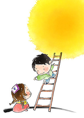 전신 PSD 여자 명절 남자 어린이 일러스트 캘리그라피 사다리 붓터치 미소 사람 두명 마주보기 추석 보름달 한복 손내밀기 오르기 번짐 어린이만 국내일러스트 한국전통 전통 기념일 모션 표정 손짓 달 도구 전통의상 파일형식 효과