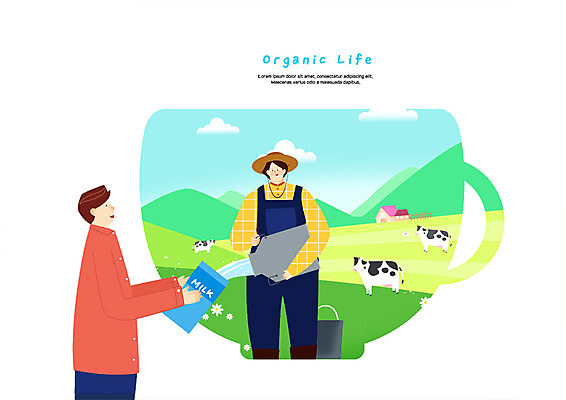 PSD 구름 남자 일러스트 하늘 산 세마리 미소 사람 초원 상반신 성인 두명 목장 우유 농촌 신선 붓기 커피잔 방목 젖소 유기농 낙농업 우유통 챙모자 국내일러스트 자연요소 모자_잡화 웰빙 산업 커피 모션 잔 유제품 표정 3 시골 소 축산업 파일형식