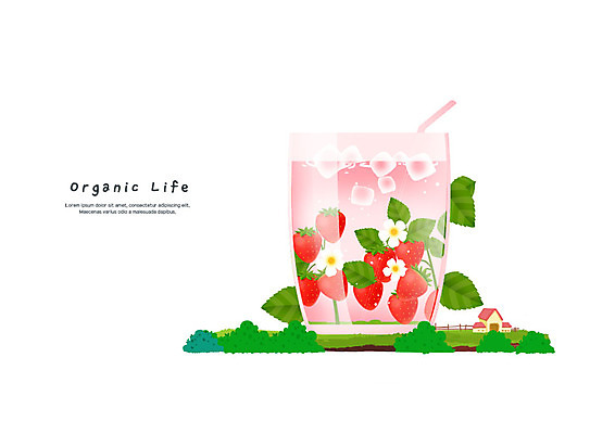 PSD 일러스트 딸기 나뭇잎 잔 주택 빨대 초원 사람없음 울타리 얼음 유기농 딸기주스 딸기꽃 국내일러스트 자연요소 식기 웰빙 꽃 잎 과일 건물 담장 과일주스 파일형식