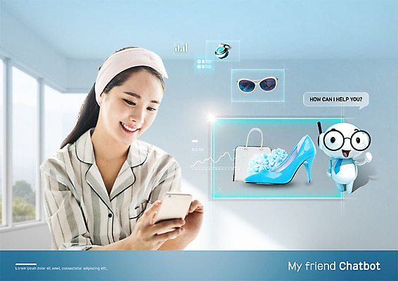 PSD 편집이미지 캐릭터 응시 여자 구두 안내 대화 한명 미소 사람 상반신 20대 성인 앞모습 스마트폰 선글라스 스크린 잠옷 한국인 정보 반지 스마트 의료성형뷰티 성인여자한명만 채팅봇 이미지편집 1 시선 옷 안경 뷰포인트 신발 컨셉 장신구 표정 말하기 동양인 청년 핸드폰 스마트기기 여자한명만 성인여자만 파일형식 AI_인공지능