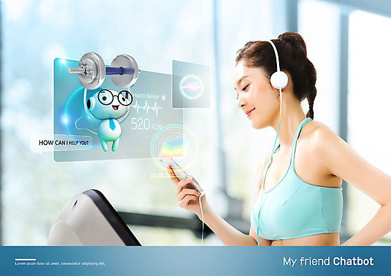 PSD 편집이미지 캐릭터 여자 대화 설명 한명 들기 사람 상반신 20대 성인 옆모습 스마트폰 운동 건강관리 헬스 헤드셋 음악감상 한국인 역기 맥박 스마트 분석 런닝머신 의료성형뷰티 성인여자한명만 채팅봇 이미지편집 1 뷰포인트 음향기기 컨셉 의학 모션 건강 관리 말하기 동양인 청년 핸드폰 스마트기기 운동기구 헤드폰 감상 여자한명만 성인여자만 파일형식 AI_인공지능
