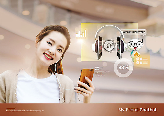 PSD 편집이미지 캐릭터 응시 여자 이어폰 그래프 대화 설명 한명 미소 사람 상반신 20대 성인 앞모습 스마트폰 헤드셋 음악감상 한국인 스마트 성인여자한명만 채팅봇 이미지편집 1 시선 뷰포인트 음향기기 컨셉 모션 표정 말하기 동양인 청년 핸드폰 스마트기기 헤드폰 감상 여자한명만 성인여자만 파일형식 AI_인공지능