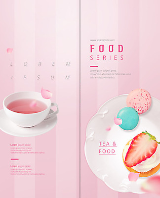 PSD 템플릿 접시 표지디자인 북디자인 출판디자인 표지 꽃잎 리플렛 분홍색 2단접지 북커버 딸기 날리기 디저트 팜플렛 사람없음 하이앵글 차 찻잔 마카롱 크림빵 이미지템플릿 식기 꽃 음료 음식 빵 뷰포인트 컬러 과일 모션 잔 파일형식