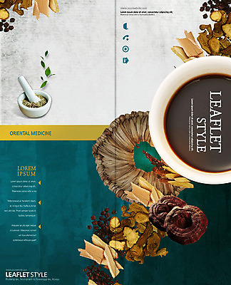 PSD 템플릿 표지디자인 북디자인 출판디자인 표지 리플렛 2단접지 북커버 팜플렛 사람없음 초록색 하이앵글 갈색 다양 한의학 약재 한약재 한약 막자사발 영지버섯 탕약 한방차 이미지템플릿 뷰포인트 컬러 다수 의학 차_음료 약 버섯 사발 전통차 파일형식