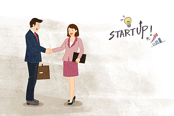 전신 PSD 여자 남자 화살표 서류가방 일러스트 전구 성공 그래프 악수 아이디어 미소 사람 정장 성인 두명 거래 모임 비즈니스맨 비즈니스우먼 창업 오피스룩 국내일러스트 옷 컨셉 가방 비즈니스 표정 손짓 직장인 자영업 파일형식