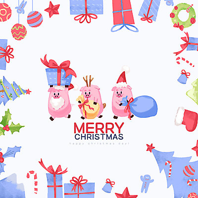 PSD 겨울 일러스트 산타모자 수염 세마리 들기 사람없음 선물상자 크리스마스트리 여러개 돼지 돼지캐릭터 선물꾸러미 크리스마스양말 크리스마스종 크리스마스지팡이 진저쿠키 크리스마스리스 국내일러스트 모자_잡화 계절 동물캐릭터 다수 크리스마스장식 크리스마스 포유류 모션 지팡이 양말 3 선물 상자 쿠키 화환 종 파일형식