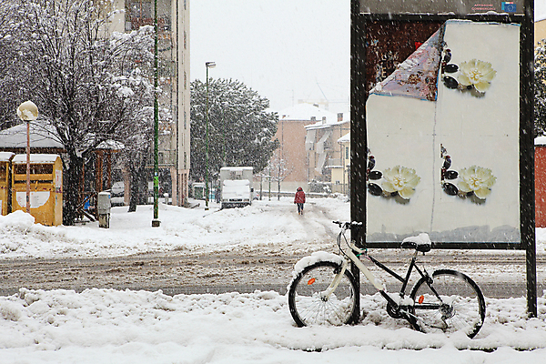 포토 JPG 해외이미지 계절 유럽 도로 겨울 자동차 자연 날씨 거리 광고판 사람 사람없음 야외 도시풍경 걷기 자전거 냉동 이탈리아 추위 흰색 도시 서리 장면 타운 산기슭 피에몬테 눈내림 해외202004 해외포토 나라 길 육상교통 컬러 교통시설 모션 산 알림판 눈_날씨 풍경 바이크 생태계 판 파일형식 이미지허브