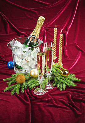 포토 JPG 해외이미지 디자인 백그라운드 컨셉 잎 사람없음 샴페인 오브젝트 샴페인잔 촛대 얼음통 엘리먼트 오너먼트 트렌드컬러 해외202004 비바마젠타 해외포토 식물 컬러 크리스마스장식 술잔 주류 파일형식 이미지허브