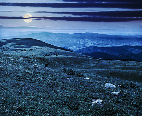 포토 JPG 해외이미지 하늘 산 풍경 초원 사람없음 야외 파란색 보름달 달 야간 언덕 해외202004 해외포토 자연요소 컬러 파일형식 이미지허브