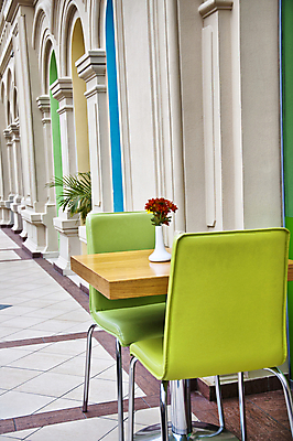 포토 JPG 해외이미지 꽃 의자 탁자 휴식 사람없음 초록색 상점 식당 해외202004 해외포토 식물 컬러 가구 컨셉 파일형식 이미지허브