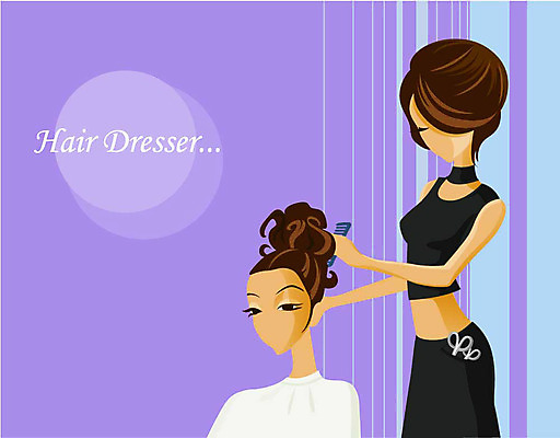 EPS 직업 라이프스타일 웰빙 여자 일러스트 사람 두명 뷰티 비즈니스우먼 전문직 미용실 미용사 머리손질 여자만 국내일러스트 비즈니스 생활 직장인 뷰티샵 파일형식 벡터