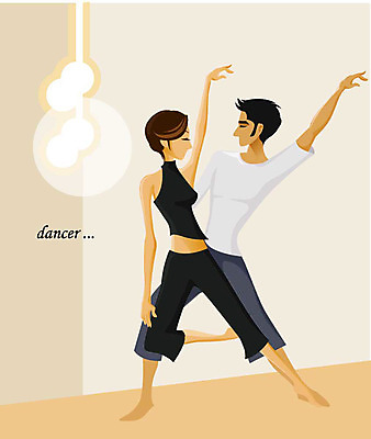 EPS 직업 라이프스타일 웰빙 여자 남자 일러스트 사람 두명 댄서 춤 현대무용 국내일러스트 문화예술 생활 파일형식 벡터