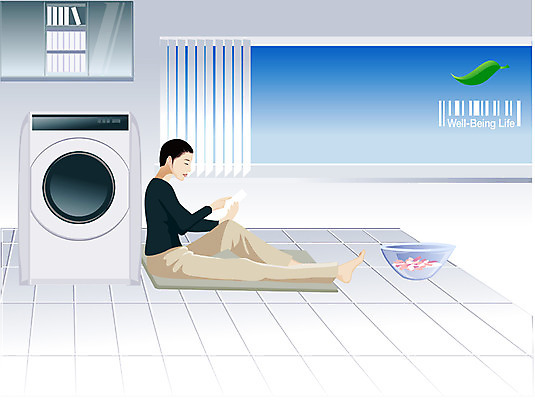 EPS 주간 우먼라이프 라이프스타일 웰빙 여자 일러스트 휴식 실내 사람 취미 라이프 전자제품 독서 가전제품 욕실 화장실 생활가전 세탁기 여자만 국내일러스트 자연요소 컨셉 내부 생활 파일형식 벡터