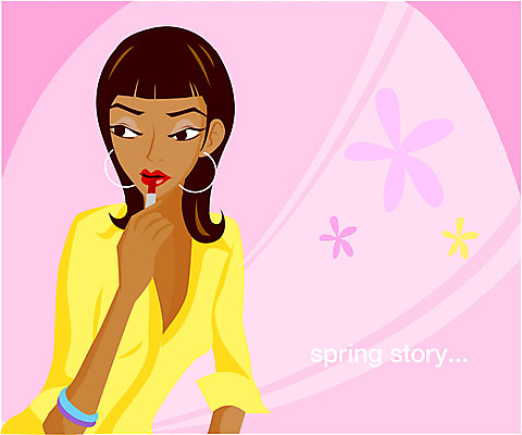 EPS 모델 웰빙 계절 여자 패션 일러스트 한명 사람 20대 성인 화장 뷰티 봄 립스틱 여자만 여자한명만 성인여자만 청년만 청년여자만 성인한명만 청년여자한명만 성인여자한명만 성인만 국내일러스트 1 청년 화장품 파일형식 벡터