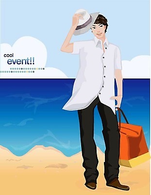 EPS 주간 모델 웰빙 계절 패션 남자 바다 여행 포즈 가방 일러스트 휴가 한명 사람 이벤트 20대 청년 성인 해변 야외 여름 남자만 남자한명만 성인남자만 청년만 청년남자만 청년남자한명만 성인한명만 성인남자한명만 성인만 국내일러스트 자연요소 1 잡화 파일형식 벡터