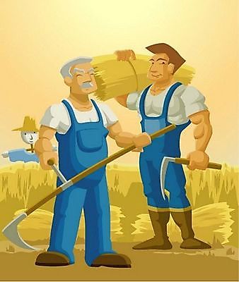 EPS 직업 남자 산업 농업 일러스트 곡류 논 사람 성인 야외 두명 농사 추수 벼 작업 농부 허수아비 추분 낫 볏단 남자만 성인남자만 성인만 국내일러스트 절기 파일형식 벡터