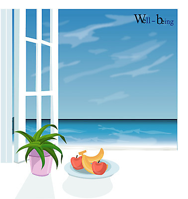EPS 시설물 웰빙 사계절 계절 현대건축 건축 화분 바다 백그라운드 과일 일러스트 자연 하늘 실내 풍경 해변 사람없음 여름 건축부분 창가 국내일러스트 건축물 창문 내부 생태계 파일형식 벡터